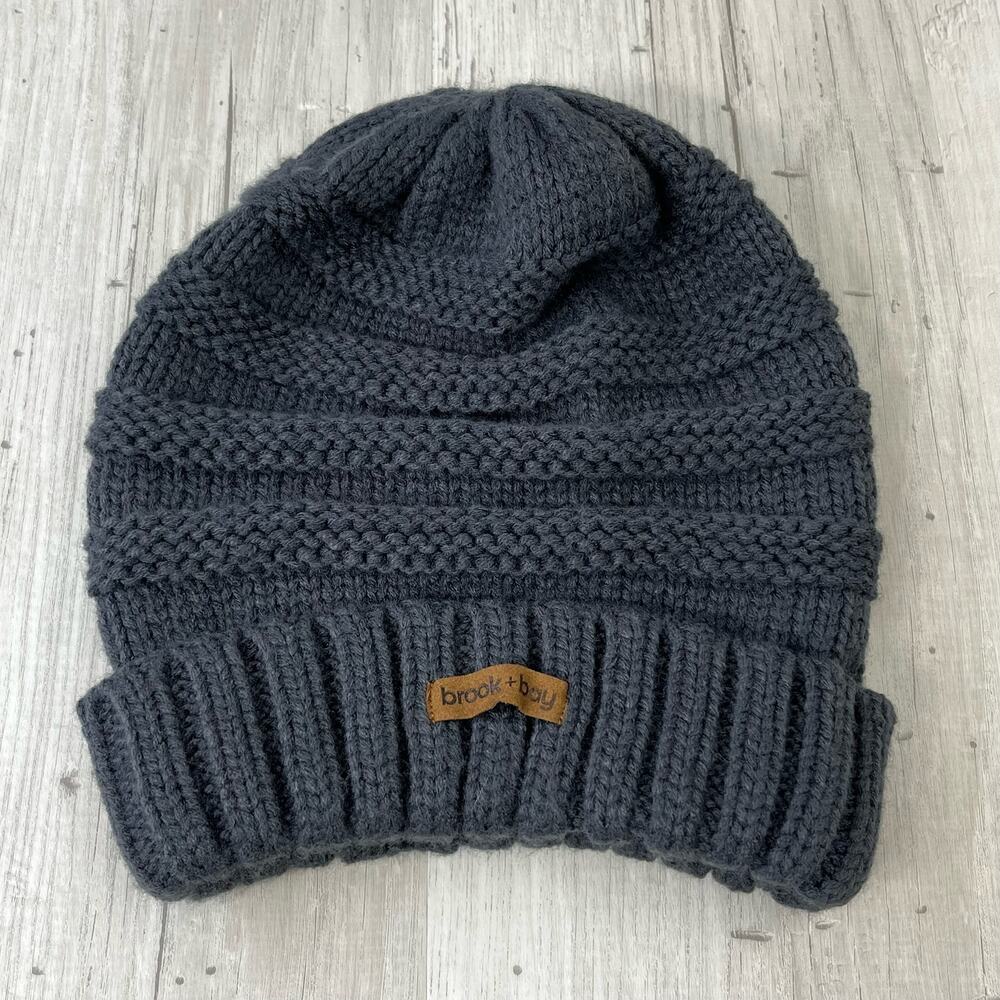Brook + Bay Dark Gray Knit Slouchy Winter Warm Beanie Hat